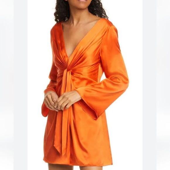 NWT Cinq A Sept Caelan Dress In Blood Orange 100% Silk - Picture 6 of 10
